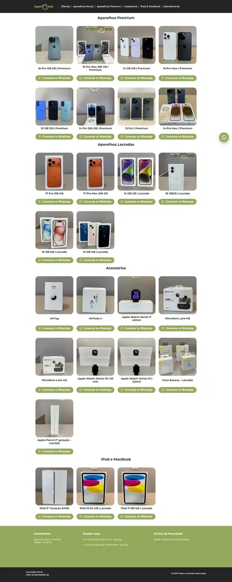 Página do site Apple Mania, criado pela Agência do Marcone